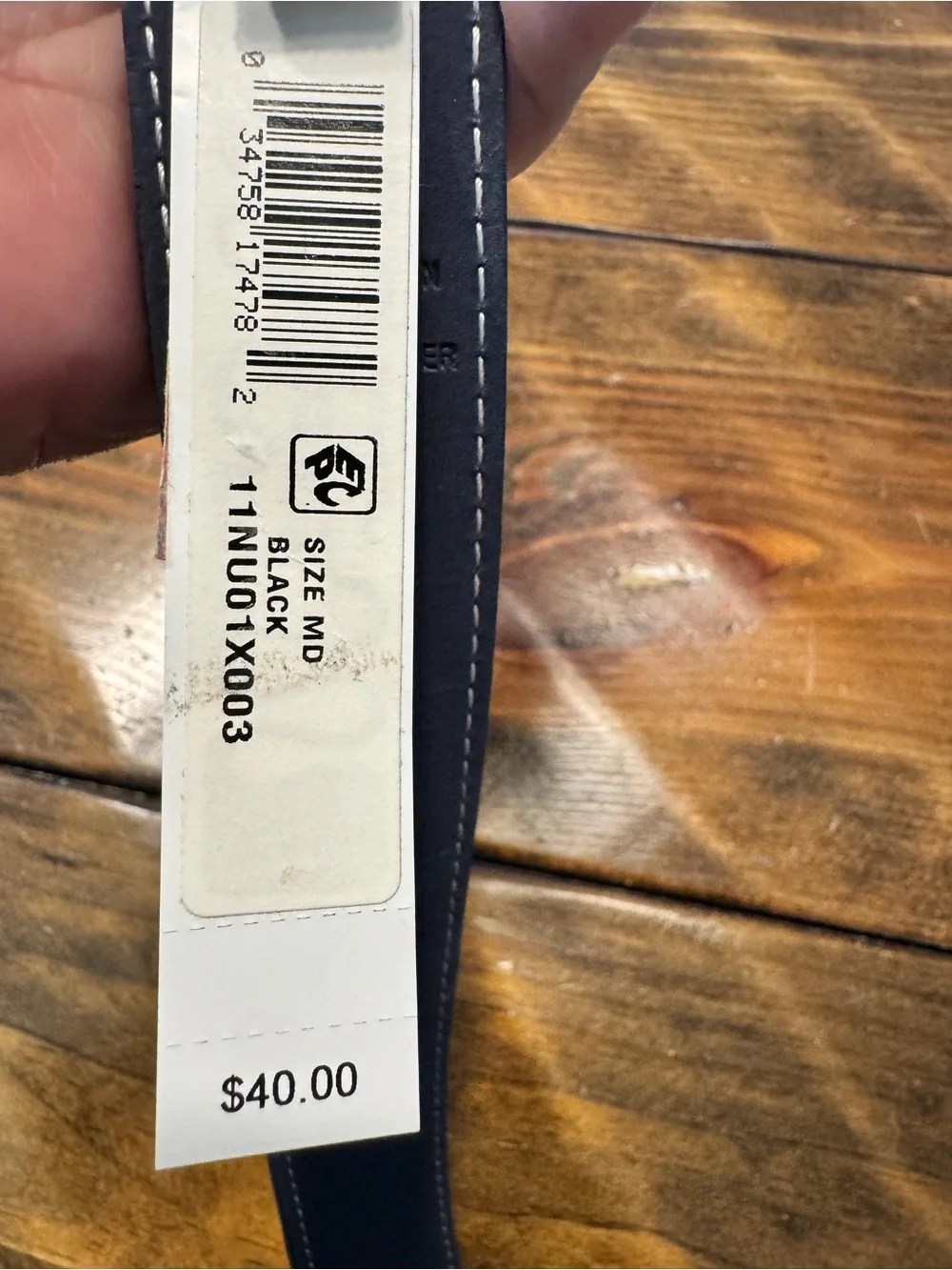 Nautica Black Leather Belt Mens 34-36 Silver Buckle. New with tag